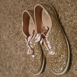 Kate Spade size 8 Gold Sequined Keds